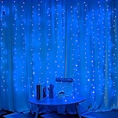 お買い得  プラグイン式電源-屋外クリスマスウィンドウライト 3x3m-300led プラグイン 8 モードカーテンライト 9 色リモートコントロールウィンドウ壁掛けライト クリスマスの装飾のための暖かい白 rgb 寝室の結婚式のパーティーガーデン屋内