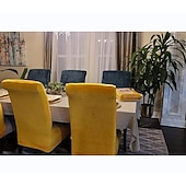 voordelige Hoes voor eetkamerstoel-fluwelen eetkamerstoelhoezen, bordeauxrode stretch stoelhoes, spandex hoge rugleuning stoelbeschermers hoezen stoelhoes met elastische band voor eetkamer, bruiloft, ceremonie, banket