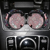 cheap Car Organizers-2pcs Bling Car Cup Holder Coaster 2.75 inch Anti-Slip Shockproof Universal Fashion Vehicle Car Coasters Insert Bling Rhinestone Auto Automotive Interior Accessories for Women