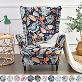 baratos Tampa da poltrona e capa de cadeira sem braço-Cadeira de asa capa de tecido spandex capas de sofá poltrona de asa com uma capa de almofada de assento protetor de móveis de padrão floral para sala de estar