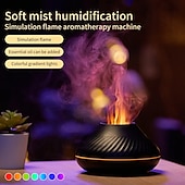 billiga luftfuktare-vulkan luftfuktare aromadiffusor eterisk oljelampa 130ml usb portabel luftfuktare med 7 färger flamma nattljus