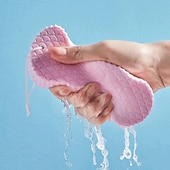 cheap Bathroom Gadgets-Bath Body Shower Sponge Scrub with Self-adhesive Hook Spa Scrub Exfoliator Dead Skin Remover for Adults Children Elasticity Reusable Shower Brush Skin Cleaner