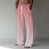 billiga Casual byxor med tryck för män-Herr Långbyxor Sommarbyxor Strandbyxor Boho byxor Ficka Snörning Elastisk midja Grafiska tryck Komfort Andningsfunktion Ledigt Dagligen Helgdag Streetwear Designer Rodnande Rosa Regnbåge