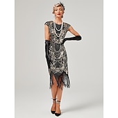 economico Abiti degli anni '20-Anni Ruggenti Anni 1920 Lunghezza al ginocchio Vestito Abito Flapper Abito da Ballo Normale Cortissima Il grande Gatsby Charleston Invitato al matrimonio Paillettes Frangia con nappe Scollo Tondo