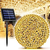 ieftine Lumini cu coarde solare-lumini cu led solare în aer liber 10/20/30/50/100m lumini șiruri de Crăciun rezistente la apă iluminare festivă lumini pentru copac în aer liber petrecere de nuntă pom de Crăciun grădină în aer liber