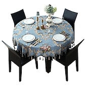 cheap Tablecloth-Round Tablecloth Farmhouse Table Cloth Spring Tablecloth Round Outdoor Cloth Table Cover Oval Rectangle For Picnic,Wedding,Dining,Easter,Kitchen