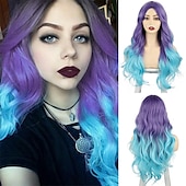 cheap Party Wigs-Red Synthetic Wig Long Wavy Side Part Heat Resistance Wig Natural Looking Fiber for Women Cosplay or Daily Use. Halloween Wigs