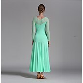 voordelige Ballroom danskleding-Ballroomdansen Kleding Pure Kleur Tule Dames Prestatie Opleiding Lange mouw Polyester