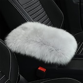 abordables Reposacabezas para coche-Funda de Consola Central de Auto Universal Funda de Apoyabrazos de Piel de oveja de cuero genuino Protector Esponjoso
