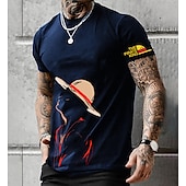 voordelige Cartoon- en filmkarakterafbeelding-One Piece Aap D. Luffy T-Shirt Anime Cartoon Anime 3D Klassiek Street Style Voor Voor Stel Voor heren Dames Volwassenen 3D afdrukken