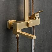 economico Rubinetti doccia-rubinetto della doccia, sistema doccia doccia a pioggia sistema di soffione body jet massaggio set doccia inclusa soffione doccia sonoro doccia a pioggia antico stile vintage nichel spazzolato