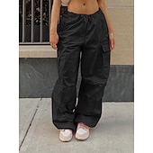 cheap Women&#039;s Cargo Pants-Women&#039;s Cargo Pants Pants Trousers Baggy Pants Fashion Low Waist Solid Color Pocket Baggy Quick Dry Inelastic Causal Black White Pink Khaki Spring, Fall, Winter, Summer Loose Fit