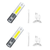 olcso Elemlámpák-2 csomag mini led zseblámpa usb újratölthető 3 világítási mód vízálló zseblámpa teleszkópos zoom stílusos hordozható öltöny éjszakai világításhoz