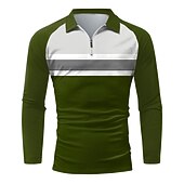 preiswerte Hawaii-Poloshirt für Herren-Herren Poloshirt Poloshirt mit Viertelreißverschluss Strasse Täglich Umlegekragen Viertel Postleitzahl Langarm Modisch Brautkleider schlicht Farbblock Zip Viertel Postleitzahl Frühling &amp; Herbst