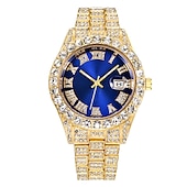 cheap Quartz Watches-Quartz Watch For Men Male Hip Hop Full Diamond Watch Luxury Stainless Steel Clock Men Analog Quartz Wristwatches Gift Boyfriend