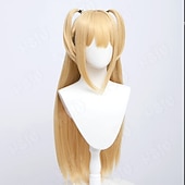 cheap Synthetic Trendy Wigs-Misa Amane Wigs Misa Amane cosplay Wig Anime  Cosplay Wig HSIU Misa Amane Women  Cosplay Golden Long Hairwig Cap MisaMisa Wig