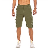 olcso Klasszikus-Férfi Rövidnadrágok Camo Shorts Planinarske kratke hlače Többzsebes Sima Álcázás Térdhossz Utcai sikk Fekete Katonai zöld Mikroelasztikus