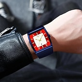cheap Quartz Watches-NIBOSI Blue Square Mens Watches Top Brand Luxury Quartz Watch Men Slim Waterproof Male Wristwatch Men Relogio Masculino 2376