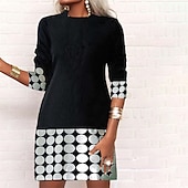 ieftine Rochie cu dungi și geometrică-Pentru femei Rochie Mini Rochie hanorac Rochie casual Rochie de iarnă Rochie Corset Modă De Bază În aer liber Petrecere Stradă Fit regulat Geometric Dungi Manșon Lung Stil Nautic Negru Alb Roșu Vin