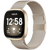 billige Fitbit klokkebånd-Reim til Smartklokke Kompatibel med Fitbit Versa 4 Sense 2 Versa 3 Sense Rustfritt stål Smartklokke Stropp Pustende Støtsikker Milanesisk rem Erstatning Armbånd