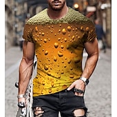 お買い得  3D Tシャツ-男性用 男女兼用 グラフィック バブル ビール Tシャツ 半袖 Tシャツ 3Dプリント ラウンドネック シャツ ストリートファッション ベーシック 日常 週末 A B C 春夏 秋冬 衣類 アジア人サイズ S M L XL XXL 3XL