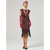 economico Abiti degli anni '20-Anni Ruggenti Anni 1920 Lunghezza al ginocchio Vestito Abito Flapper Abito da Ballo Normale Cortissima Il grande Gatsby Charleston Invitato al matrimonio Paillettes Frangia con nappe Scollo Tondo