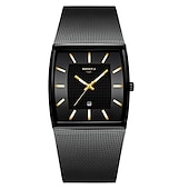 cheap Quartz Watches-NIBOSI Blue Square Mens Watches Top Brand Luxury Quartz Watch Men Slim Waterproof Male Wristwatch Men Relogio Masculino 2376