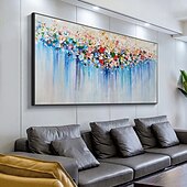 abordables Pinturas de paisajes-Mintura hecho a mano textura gruesa flores paisaje pintura al óleo sobre lienzo arte de la pared decoración cuadro abstracto moderno para la decoración del hogar enrollado sin marco pintura sin