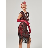 economico Abiti degli anni '20-Anni Ruggenti Anni 1920 Lunghezza al ginocchio Vestito Abito Flapper Abito da Ballo Normale Cortissima Il grande Gatsby Charleston Invitato al matrimonio Paillettes Frangia con nappe Scollo Tondo