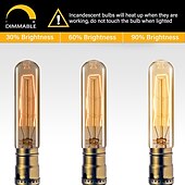 abordables Ampoules incandescentes-T10 vintage edison ampoule 40 watts dimmable antique tubulaire ancienne ampoule à incandescence blanc chaud e26/e27 base lampe en verre ambré pour luminaires décoratifs ac220v ac110v