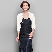 voordelige bruiloft gast wraps-Zwarte Shrugs Bolero Kant Tulle Bruids Feest Avond Elegante Moeder Wrap Met Beading Voor Formele Feest Avond Evenement Lente  Zomer jurk om indruk te maken