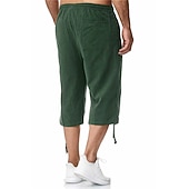 economico Classico-Per uomo Pantaloncini Pantaloncini di lino Pantaloncini estivi Pantaloncini da spiaggia Pantaloni modello Capri A cordoncino Vita elastica Tasca frontale Liscio Comfort Traspirante Polpaccio Sportivo