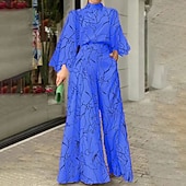 cheap Formal Jumpsuits-Women&#039;s Normal Jumpsuit Streetwear Floral Long Sleeve Stand Collar Pocket Print Daily Holiday Regular Fit Black White Pink Fall
