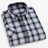 cheap Men&#039;s Non Iron Shirts-Men&#039;s Dress Shirt Casual Shirt Plaid  Check Shirt  Graphic Prints Square Neck Light Yellow Light Pink Black / Gray White / Green Sea Blue Casual Daily Short Sleeve collared shirts Clothing Apparel