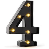 economico Luci decorative-luci a led per alfabeto e marquee arabe, lettere nere alimentate a batteria led per eventi, matrimoni, feste, compleanni, casa, bar, nuovo design, nero fresco