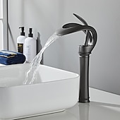 economico Classici-Rubinetto Lavabo Bagno Con Bocca A Cascata, Miscelatore Lavabo In Ottone, Rubinetti Vasca Monocomando Monoforo Finiture Verniciate Corpo Alto Stile Moderno