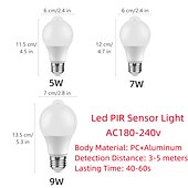 baratos Lâmpadas LED Redondas-4 peças 9w e27 led lâmpada noturna com sensor de movimento pir sensor de detecção de movimento a60 a19 220v