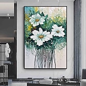 お買い得  花/植物画-ミンチュラ 手作り 厚いテクスチャー 花 油絵 キャンバス 壁アート 装飾 モダン 抽象画 ホームデコレーション ロールフレームレス 未延伸絵画