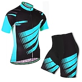 cheap Men&#039;s Clothing Sets-Men&#039;s Short Sleeve Cycling Jersey with Bib Shorts Blue Bike 3D Pad Breathable Quick Dry Sports Graphic Clothing Apparel