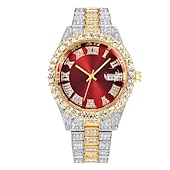 cheap Quartz Watches-Quartz Watch For Men Male Hip Hop Full Diamond Watch Luxury Stainless Steel Clock Men Analog Quartz Wristwatches Gift Boyfriend
