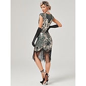 economico Abiti degli anni '20-Anni Ruggenti Anni 1920 Lunghezza al ginocchio Vestito Abito Flapper Abito da Ballo Normale Cortissima Il grande Gatsby Charleston Invitato al matrimonio Paillettes Frangia con nappe Scollo Tondo