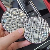 cheap Car Organizers-2pcs Bling Car Cup Holder Coaster 2.75 inch Anti-Slip Shockproof Universal Fashion Vehicle Car Coasters Insert Bling Rhinestone Auto Automotive Interior Accessories for Women