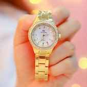 tanie Zegarki kwarcowe-Zegarek na nadgarstek Kwarcowy na Damskie Analog Kwarc Moda Luksusowy Bling Kryształ górski bransoletka Stal nierdzewna Stal nierdzewna