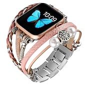 billiga Apple Watch-band-Smyckesarmband Kompatibel med Apple Watch klockband 38mm 40mm 41mm 42mm 44mm 45mm 49mm Lyx PU-läder Ersättningsurband för iwatch Series Ultra 8 7 6 5 4 3 2 1 SE