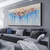abordables Pinturas de paisajes-Mintura hecho a mano textura gruesa flores paisaje pintura al óleo sobre lienzo arte de la pared decoración cuadro abstracto moderno para la decoración del hogar enrollado sin marco pintura sin