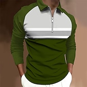 preiswerte Hawaii-Poloshirt für Herren-Herren Poloshirt Poloshirt mit Viertelreißverschluss Strasse Täglich Umlegekragen Viertel Postleitzahl Langarm Modisch Brautkleider schlicht Farbblock Zip Viertel Postleitzahl Frühling &amp; Herbst
