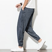 levne Domov-Pánské Tepláky Běžec Kalhoty Letní kalhoty Plážové kalhoty Šňůrky Elastický pas Proužek Pohodlné Prodyšné Ležérní Denní Streetwear Směs bavlny Sportovní Módní Černá Bílá Lehce elastické