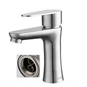 cheap Classical-Bathroom Sink Faucet,Stainless Steel Matte Black/Nickel Brushed Single Handle One Hole Bath Taps with Hot and Cold Switch