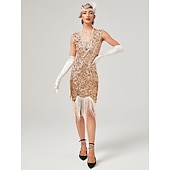olcso Ruhák-Ordító 20-as évek 1920-as évek Koktélruha Flapper ruha Ruhák Álarcosbál Szabályos A nagy Gatsby Charleston Esküvői Vendég Flitter Rojt Női Mindszentek napja Farsang Álarcos mulatság Farsang Esküv