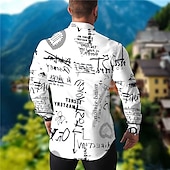 cheap Music and Guitars-Men&#039;s Letter Shirt Button Up Shirt Long Sleeve Fashion Designer Casual Outdoor Casual Holiday Fall &amp; Winter Turndown Print Button-Down White Red Blue Brown Green